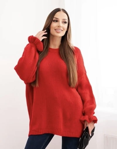Sweter plus size ROMANTYCZKA czerwony