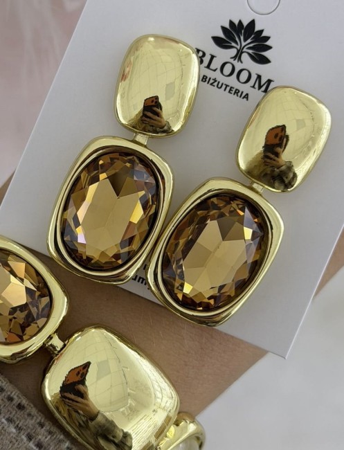 Kolczyki premium z szampańskim kryształem 
