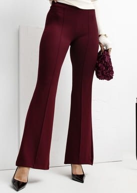 Spodnie masełkowe  plus size DZWONY bordowe