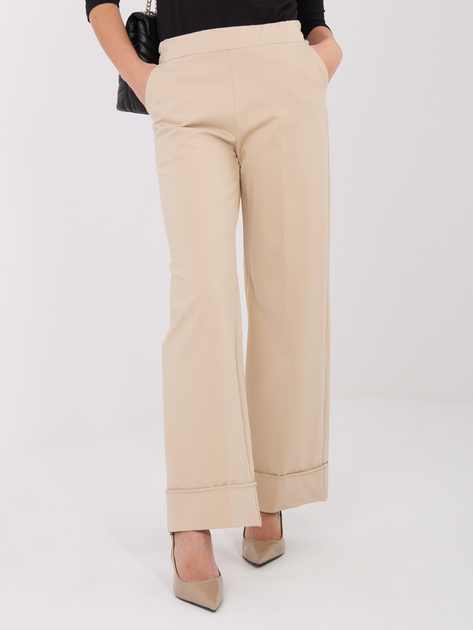 Elastyczne, eleganckie spodnie plus size ELANI beżowe