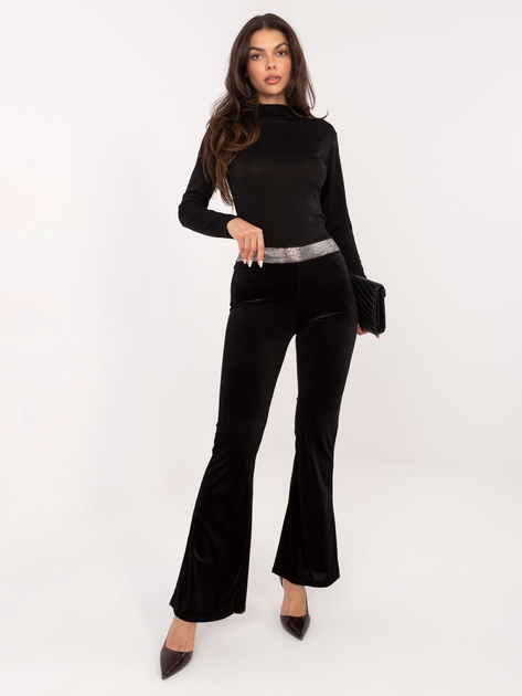 Welurowe spodnie DZWONY czarne 