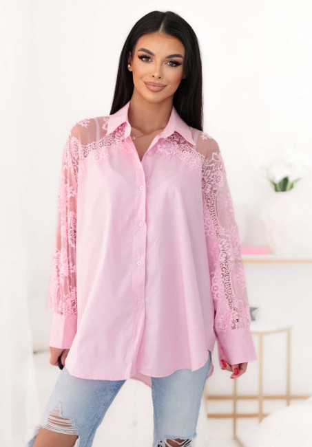 Bawełniana koszula plus size MELLAROSA różowa