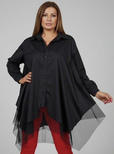 Bawełniana koszula plus size TIULISSIMA czarna