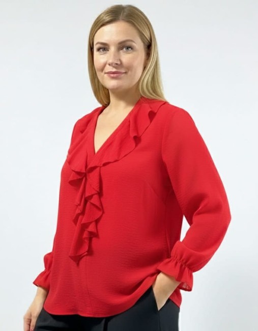 Zwiewna bluzka plus size ROMANTICA czerwona