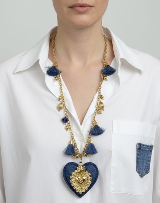 Naszyjnik  denimowe serce premium