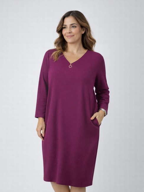 Bawełniana sukienka plus size ZIPPERKA amarantowa