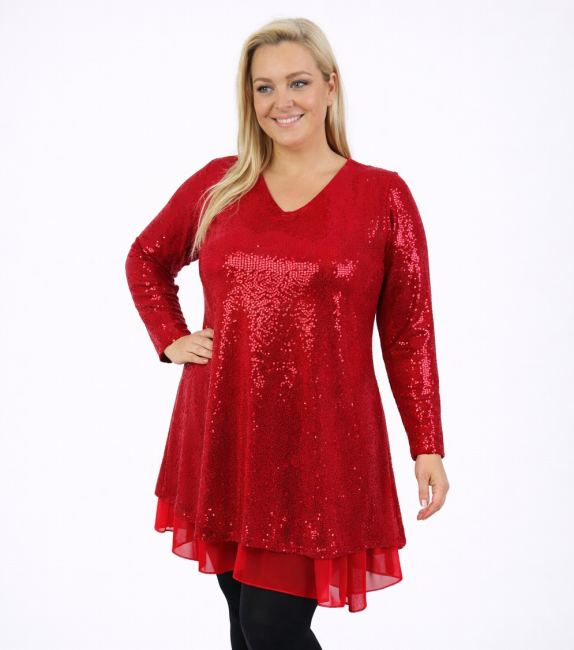 Sukienka tunika plus size GLOWITA czerwona
