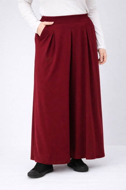 Bawełniane spodnie plus size FLOW bordowe