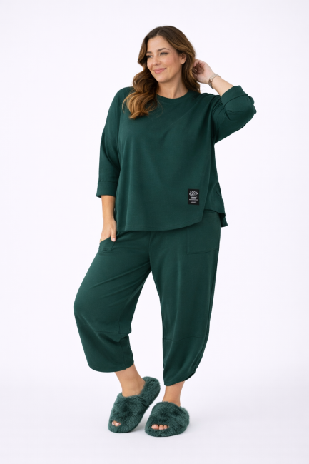 Bawełniany dres plus size TEN ULUBIONY zielony ciemny