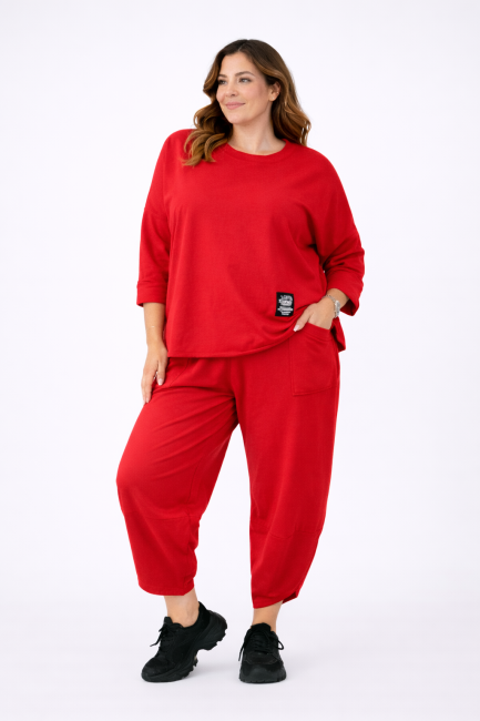 Bawełniany dres plus size TEN ULUBIONY czerwony