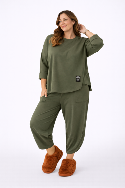 Bawełniany dres plus size TEN ULUBIONY khaki