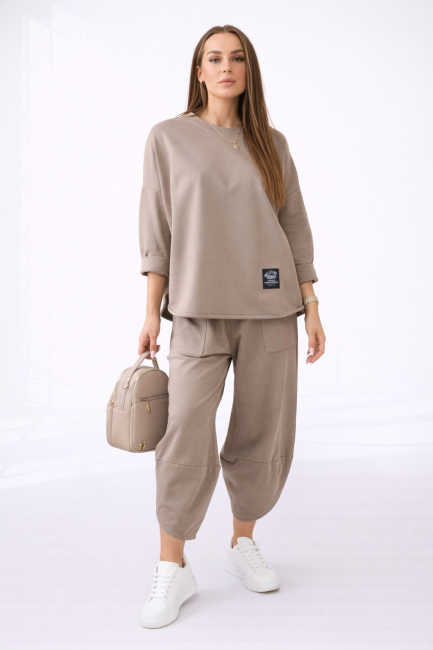 Bawełniany dres plus size TEN ULUBIONY latte