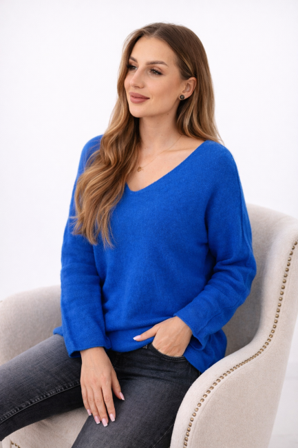 Oversizowy sweter SOFT TOUCH kobaltowy