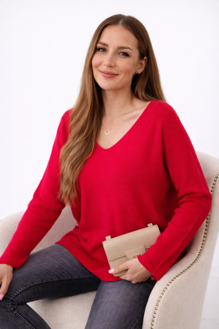 Oversizowy sweter SOFT TOUCH malinowy