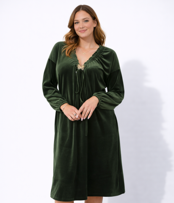 Welurowa sukienka plus size ADA zielona