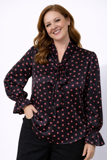 Satynowa bluzka plus size SERDUSZKOWE LOVE