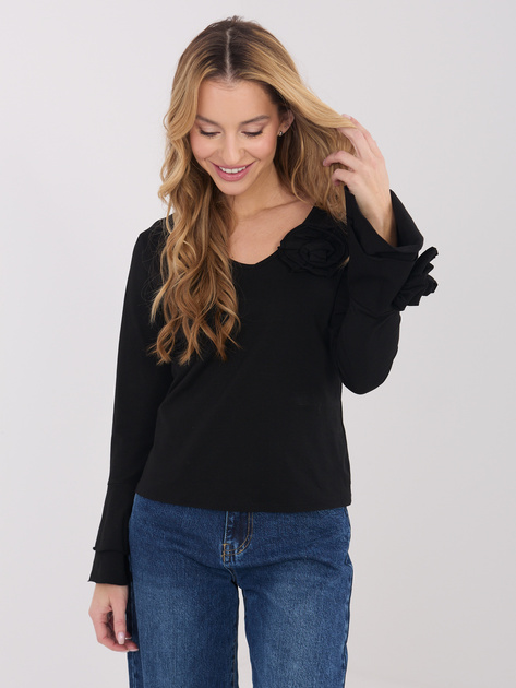 Bawełniana bluzka RÓŻA czarna