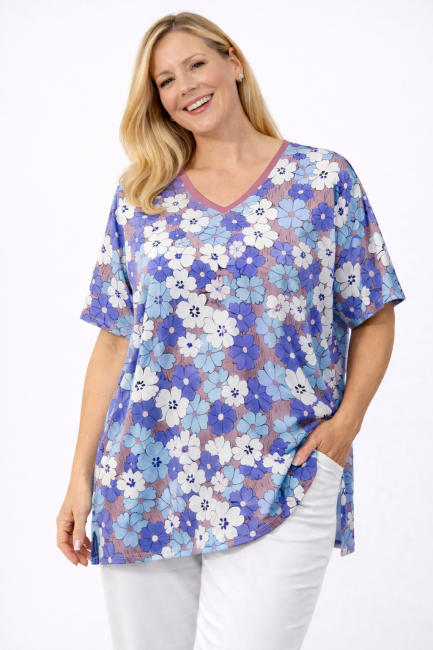 ULUBIONA  wiskozowa tunika plus size pudrowa