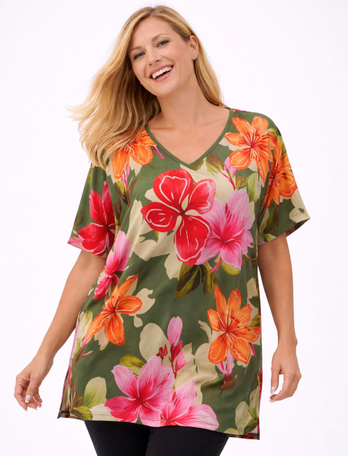 ULUBIONA  wiskozowa tunika plus size khaki