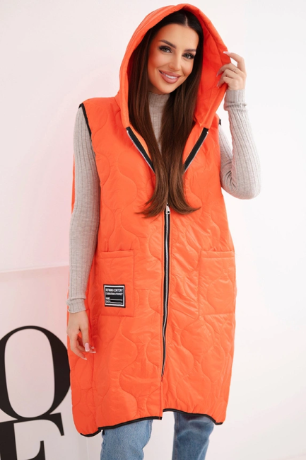 Kamizelka bezrękawnik plus size  OTULAJĄCA pomarańczowa
