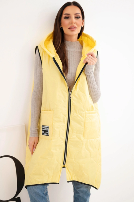 Kamizelka bezrękawnik plus size  OTULAJĄCA żółta