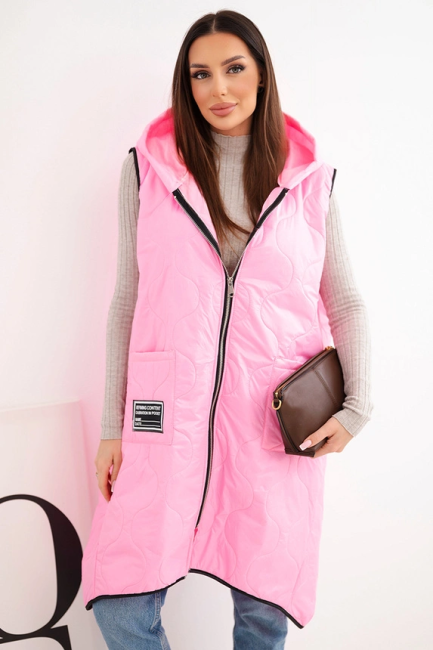 Kamizelka bezrękawnik plus size  OTULAJĄCA różowa