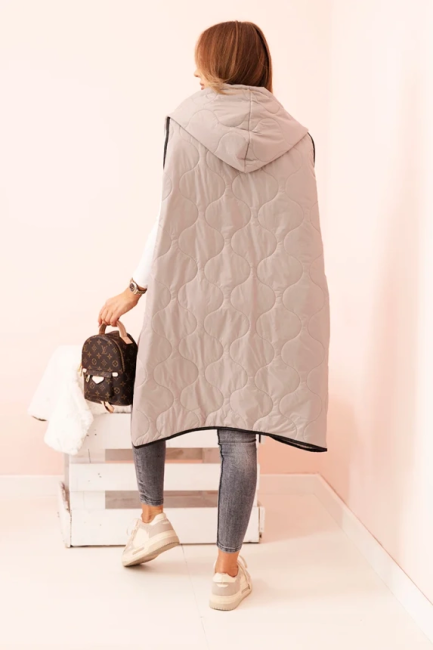 Kamizelka bezrękawnik plus size  OTULAJĄCA latte