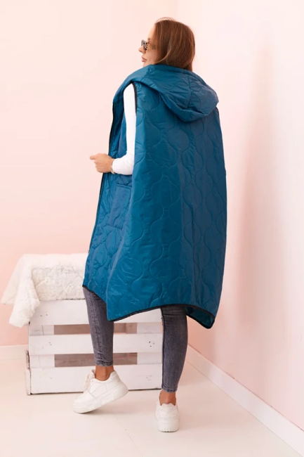 Kamizelka bezrękawnik plus size  OTULAJĄCA morska