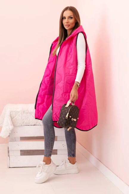 Kamizelka bezrękawnik plus size  OTULAJĄCA fuksja