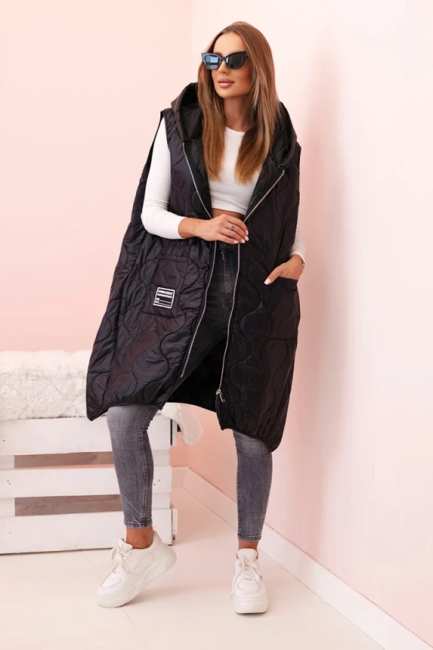 Kamizelka bezrękawnik plus size  OTULAJĄCA czarna