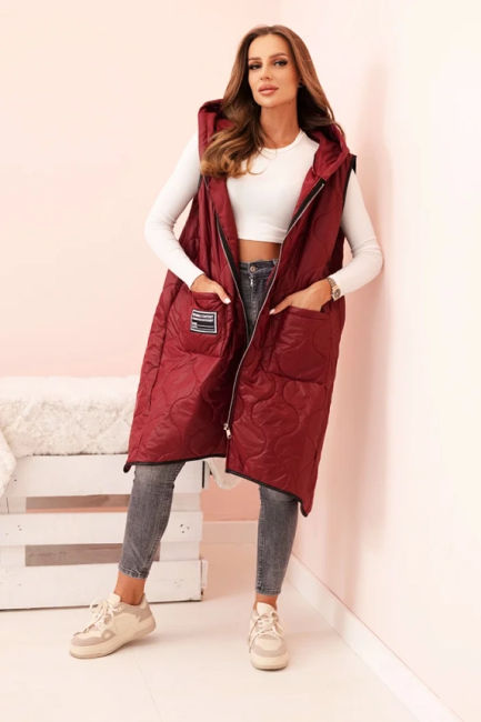 Kamizelka bezrękawnik plus size  OTULAJĄCA bordowa 
