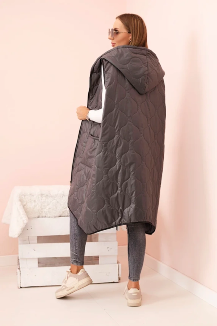 Kamizelka bezrękawnik plus size  OTULAJĄCA grafit