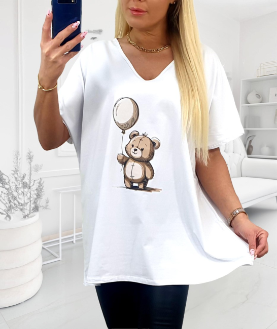 Bawełniana tunika plus MIŚ biały