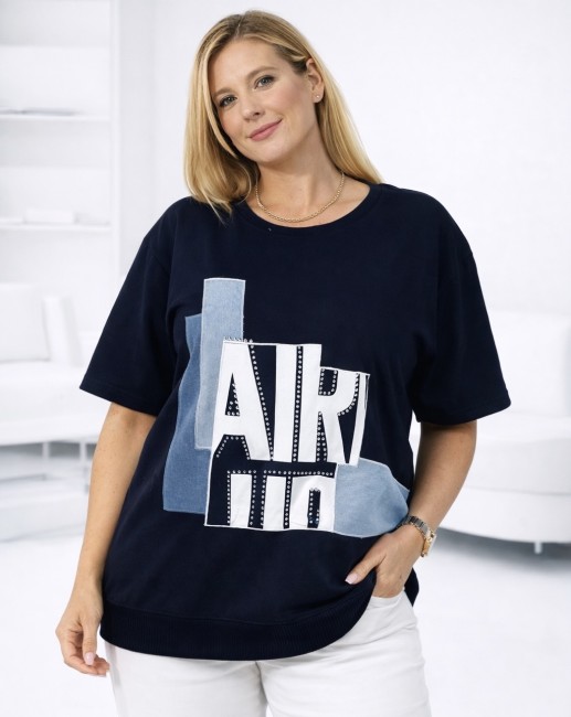 Bawełniana bluzka plus size DENIMKA granatowa