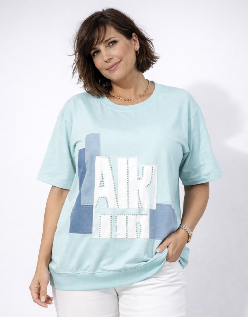 Bawełniana bluzka plus size DENIMKA miętowa