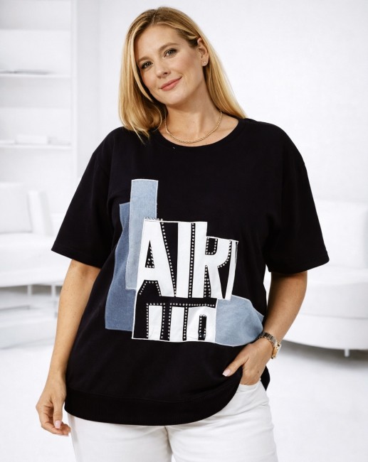 Bawełniana bluzka plus size DENIMKA czarna