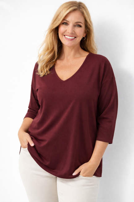 Bawełniana tunika plus size CLARO bordowa