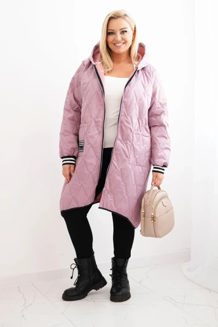 Pikowana kurtka plus size KAJA pudrowa