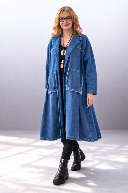 Jeansowy płaszcz plus size DENIM