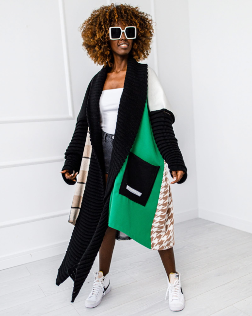 Kardigan ponczo plus size PasteLove od Miss City czarny 