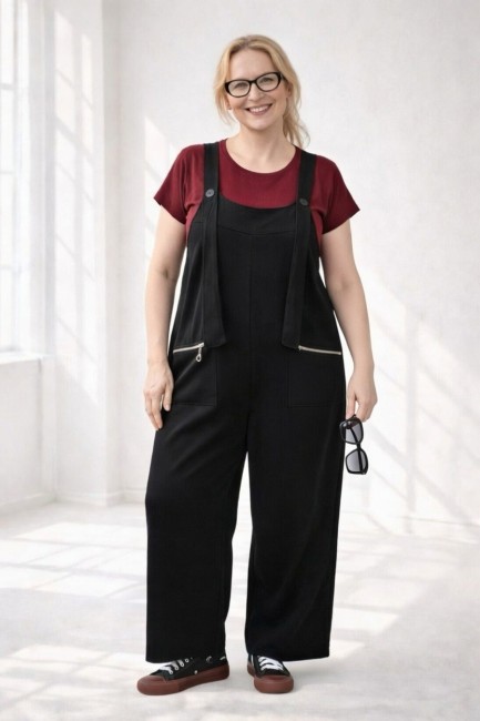 Dresowe OGRODNICZKI plus size czarne