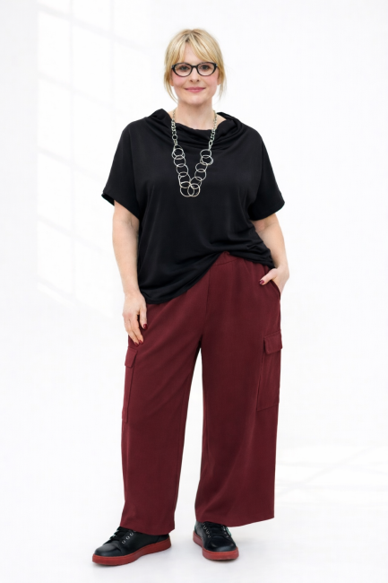 Dresowe BOJÓWKI plus size bordowe