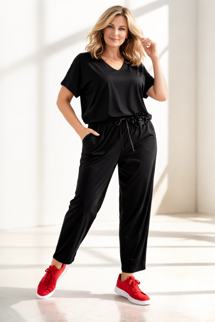 Komplet plus size RÓŻA czarny