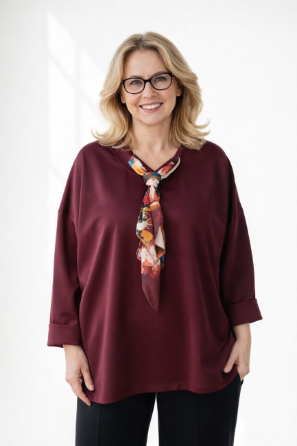 Tunika plus size APASZKA śliwkowa