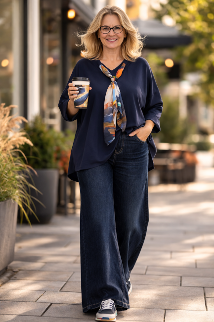 Tunika plus size APASZKA granatowa