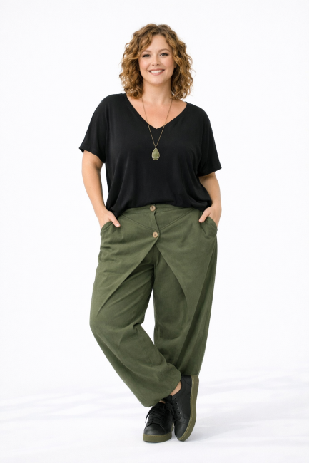 Elastyczne spodnie plus size POMPIAKI khaki