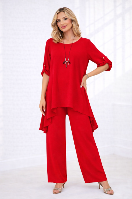 Komplet  3 w 1 plus size  CZUŁE OTULENIE czerwony