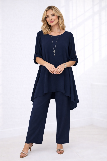 Komplet  3 w 1 plus size  CZUŁE OTULENIE granatowy