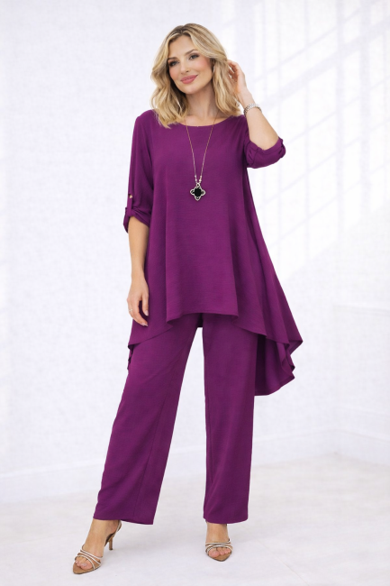 Komplet  3 w 1 plus size  CZUŁE OTULENIE śliwkowy