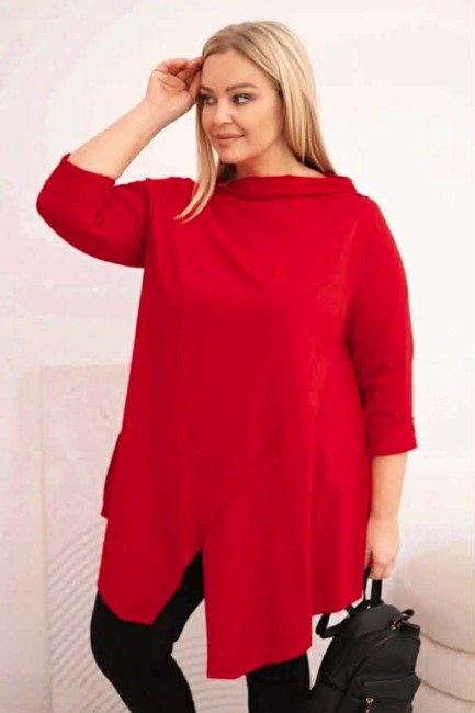 Bawełniana tunika plus size Bella czerwona